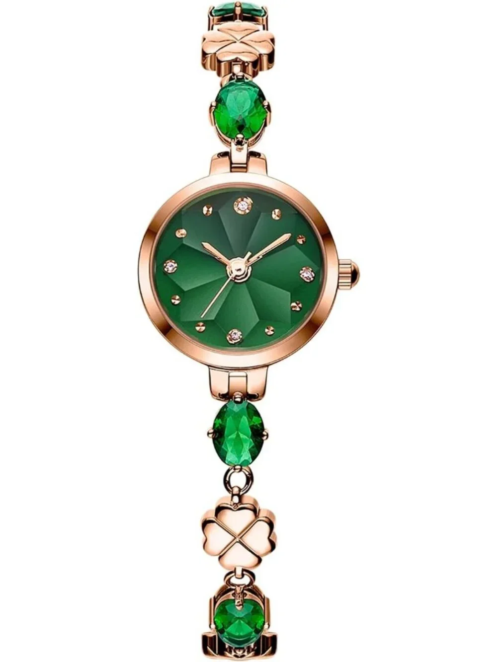 Women's Green Bezel with Crystals Dial Bracelet Strap Diamonds Wrist Watches